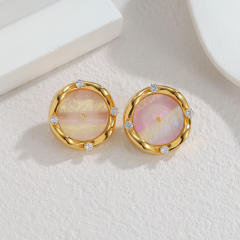 French trend elegant round shape stainless steel earrings