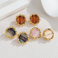 French trend elegant round shape stainless steel earrings