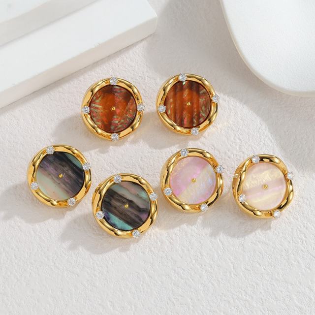 French trend elegant round shape stainless steel earrings