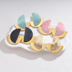 Retro Style Semi-Circle acrylic stainless steel Earrings