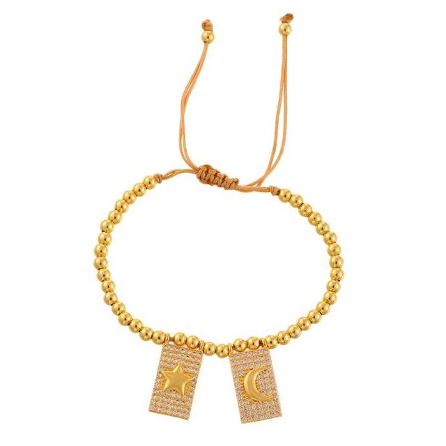 Copper-set zircon square cross heart-shaped bracelet for Valentine's Day
