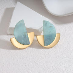 Retro Style Semi-Circle acrylic stainless steel Earrings