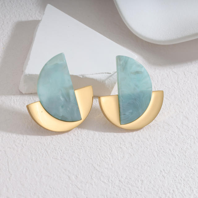 Retro Style Semi-Circle acrylic stainless steel Earrings