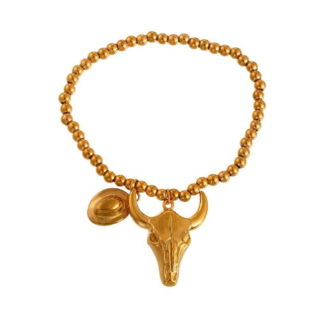 Hot-Selling Designer Hat Pistol Boots New Western Cowboy Series Beaded Bracelet stainless steel bracelet