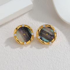 French trend elegant round shape stainless steel earrings