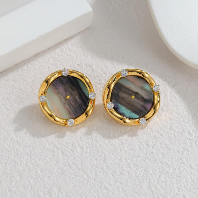 French trend elegant round shape stainless steel earrings