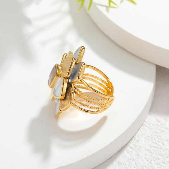 Mix color stereo flower stainless steel rings