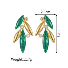 Fashion Inlaid Pearl Bamboo Leaf Earrings stainless steel earrings