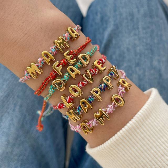 Simple titanium steel letter braided double-layer bracelet versatile letter Valentine's Day bracelet
