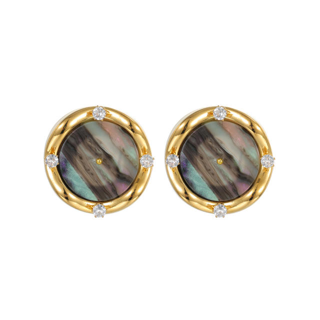 French trend elegant round shape stainless steel earrings