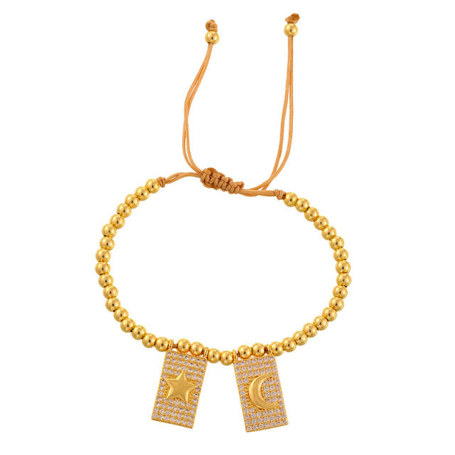 Copper-set zircon square cross heart-shaped bracelet for Valentine's Day