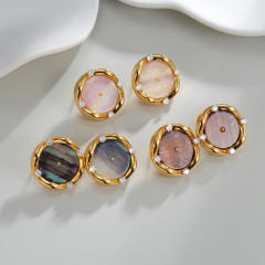 French trend elegant round shape stainless steel earrings