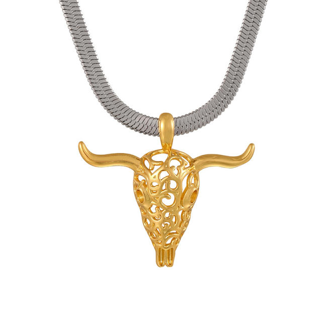 Retro Bull Head Necklace stainless steel necklace