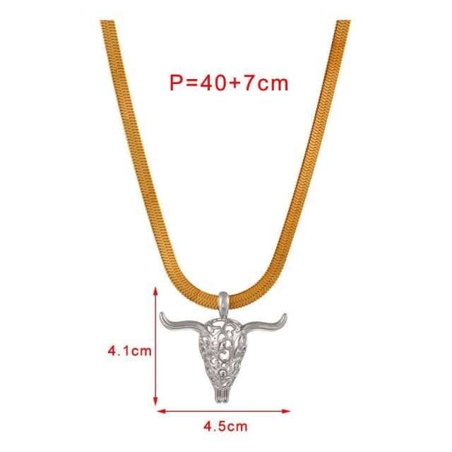 Retro Bull Head Necklace stainless steel necklace