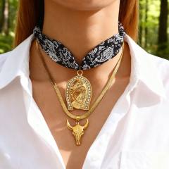 Punk trend horse head western cowboy stainless steel necklace