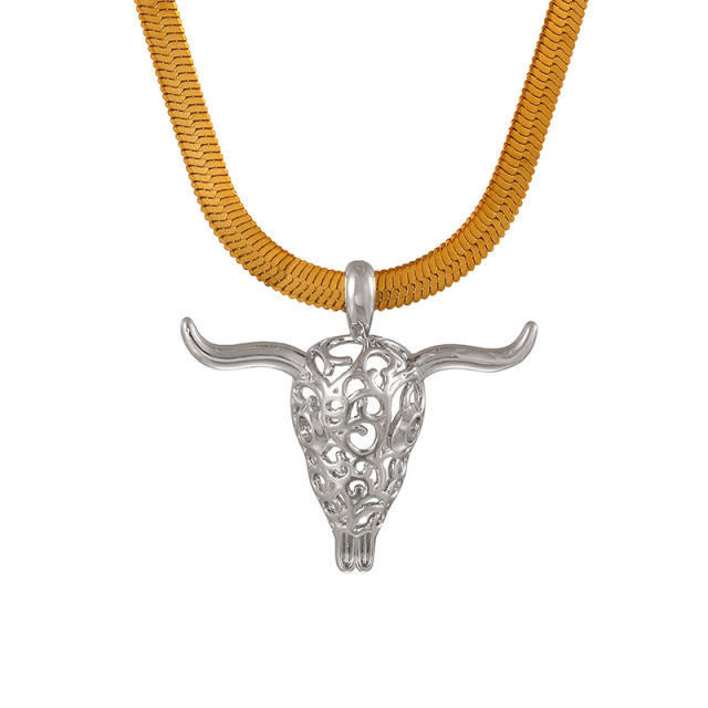 Retro Bull Head Necklace stainless steel necklace