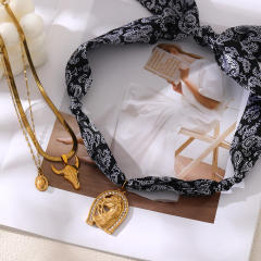 Punk trend horse head western cowboy stainless steel necklace
