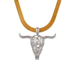 Retro Bull Head Necklace stainless steel necklace