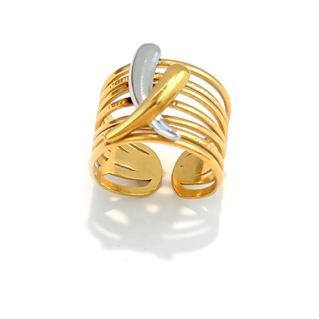 18KG geometric design mix color star heart stainless steel rings