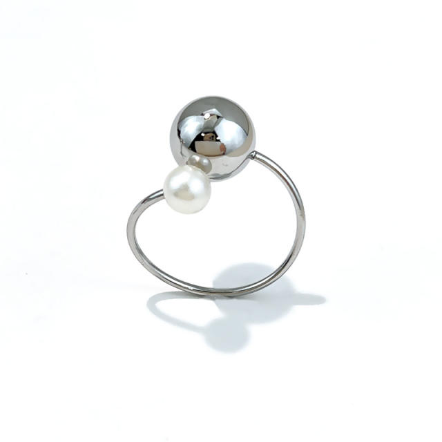 Glossy ball bead stainless steel rings