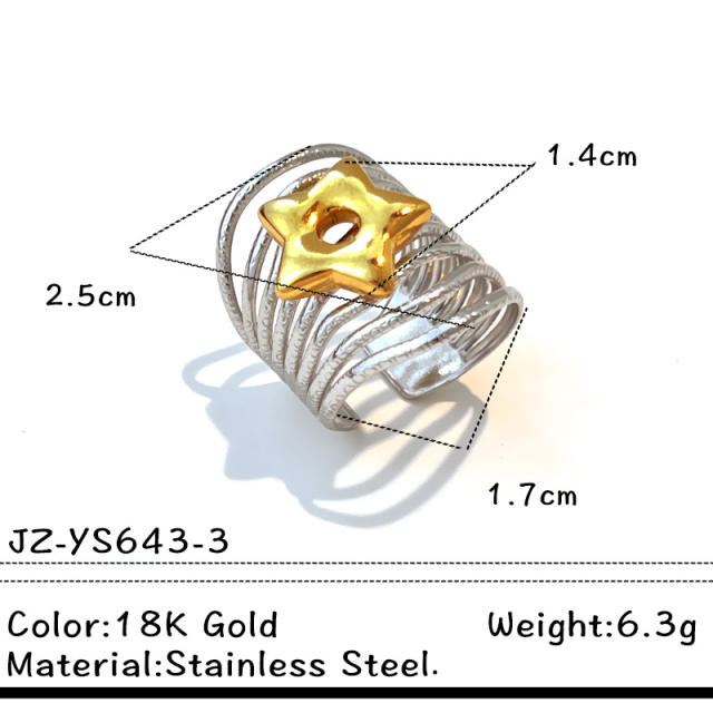 18KG unique design mix color stainless steel rings