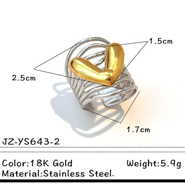 18KG unique design mix color stainless steel rings