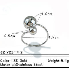 Glossy ball bead stainless steel rings