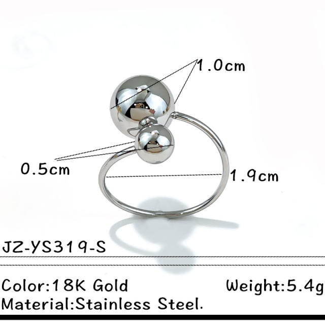 Glossy ball bead stainless steel rings