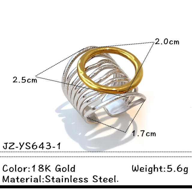 18KG unique design mix color stainless steel rings