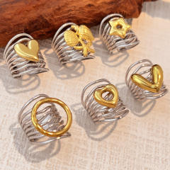 18KG unique design mix color stainless steel rings