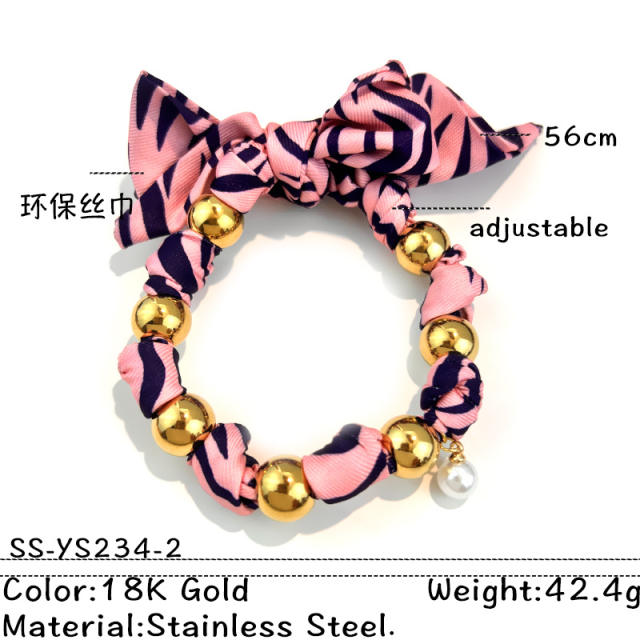 Winter silk scarf stainless steel bead charm bracelet hand jewelry