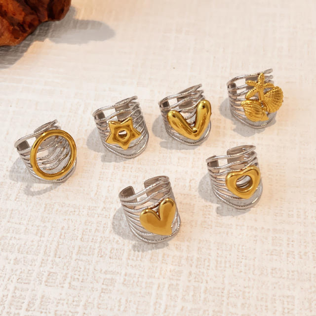 18KG unique design mix color stainless steel rings