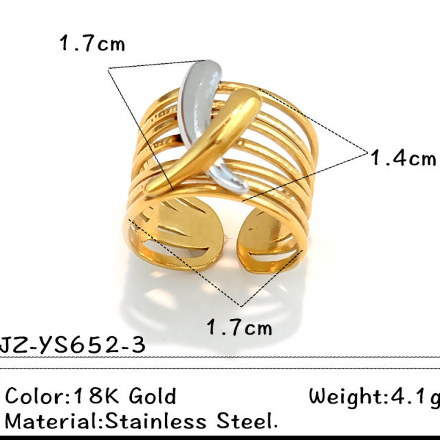18KG geometric design mix color star heart stainless steel rings