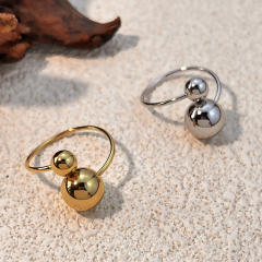 Glossy ball bead stainless steel rings