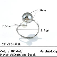 Glossy ball bead stainless steel rings
