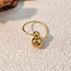 Glossy ball bead stainless steel rings
