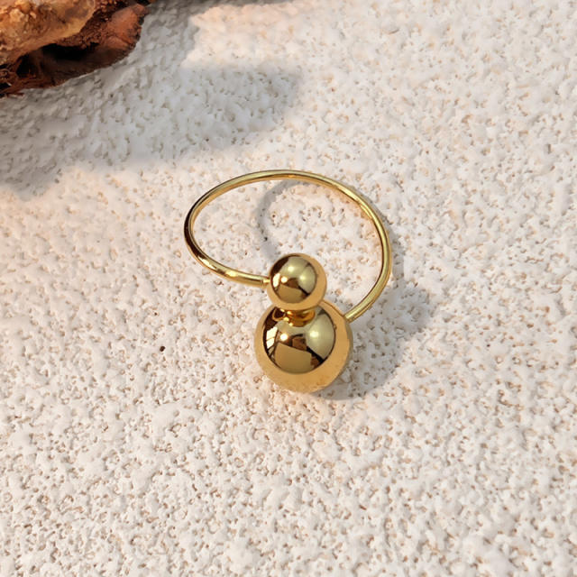 Glossy ball bead stainless steel rings