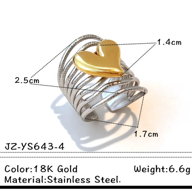 18KG unique design mix color stainless steel rings