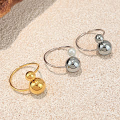 Glossy ball bead stainless steel rings
