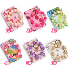 Colorful printing flower silicon bead wirslet bag for women purse bag