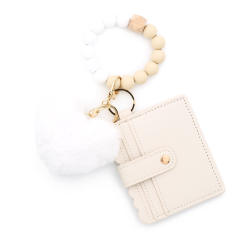 Silicone Bracelet Love Hair Ball Pendant Leather Card Silicone Bead Bracelet Keychain