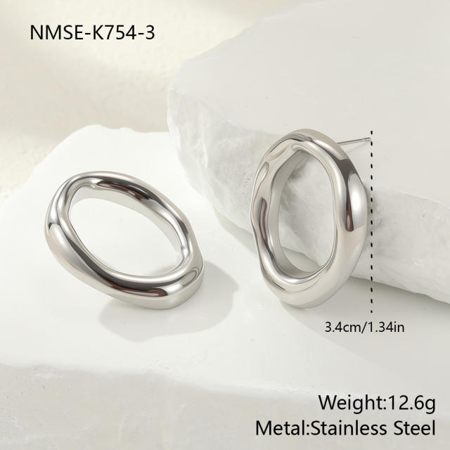Personalized Geometric Hollow Stainless Steel Necklace Bracelet Earrings Jewelry Set