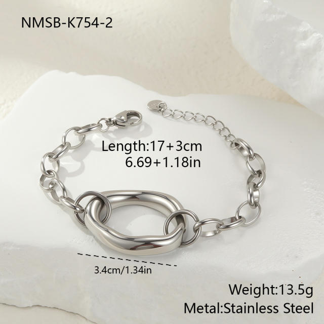 Personalized Geometric Hollow Stainless Steel Necklace Bracelet Earrings Jewelry Set