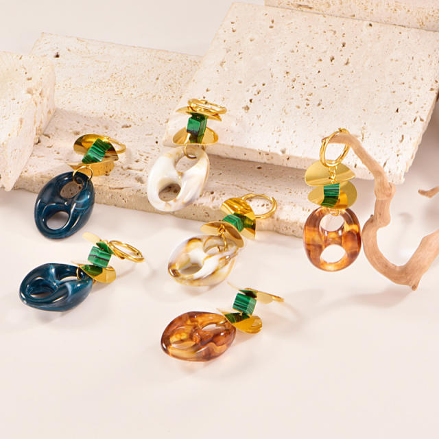 Personalize 18K Gold Bracelet Colorful Resin pig nose Necklace stainless steel necklace bracelet earrings set
