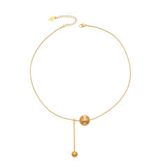 18KG large small ball bead pendant stainless steel necklace