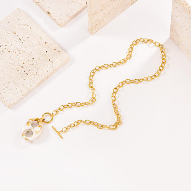 Personalize 18K Gold Bracelet Colorful Resin pig nose Necklace stainless steel necklace bracelet earrings set