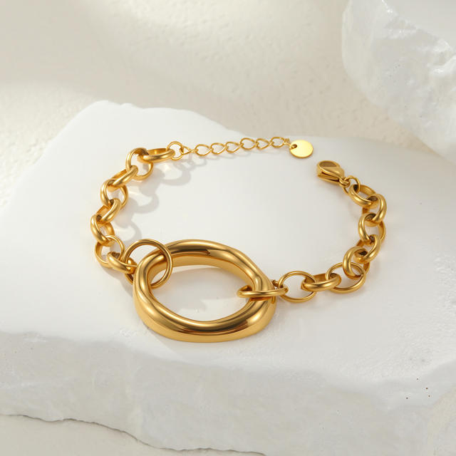 Personalized Geometric Hollow Stainless Steel Necklace Bracelet Earrings Jewelry Set