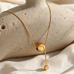18KG large small ball bead pendant stainless steel necklace
