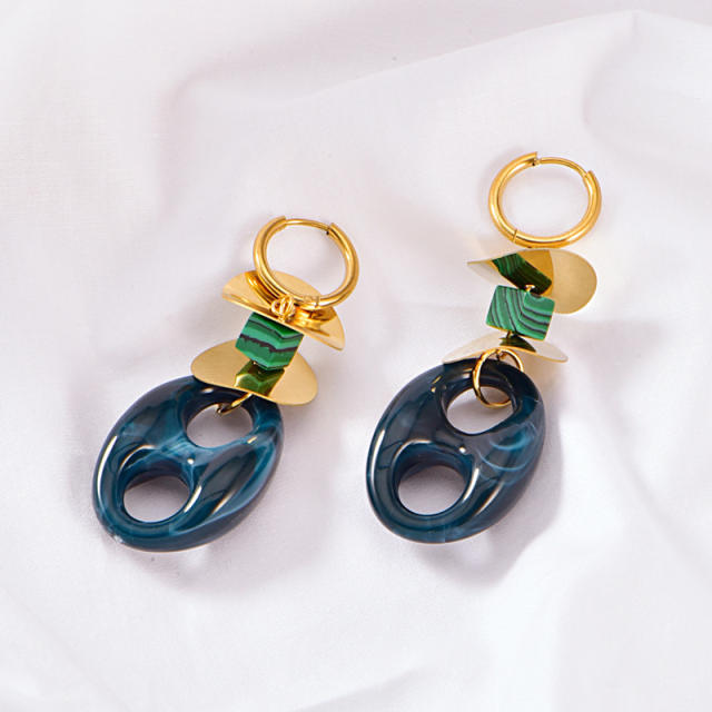Personalize 18K Gold Bracelet Colorful Resin pig nose Necklace stainless steel necklace bracelet earrings set