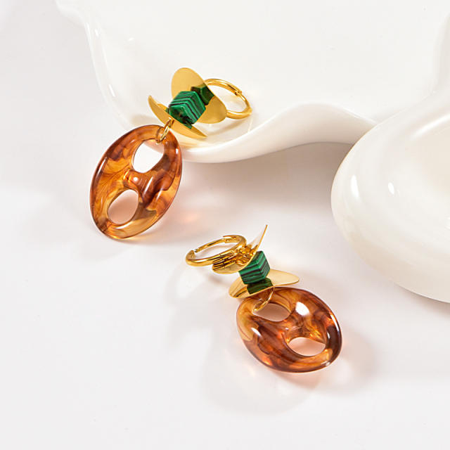 Personalize 18K Gold Bracelet Colorful Resin pig nose Necklace stainless steel necklace bracelet earrings set
